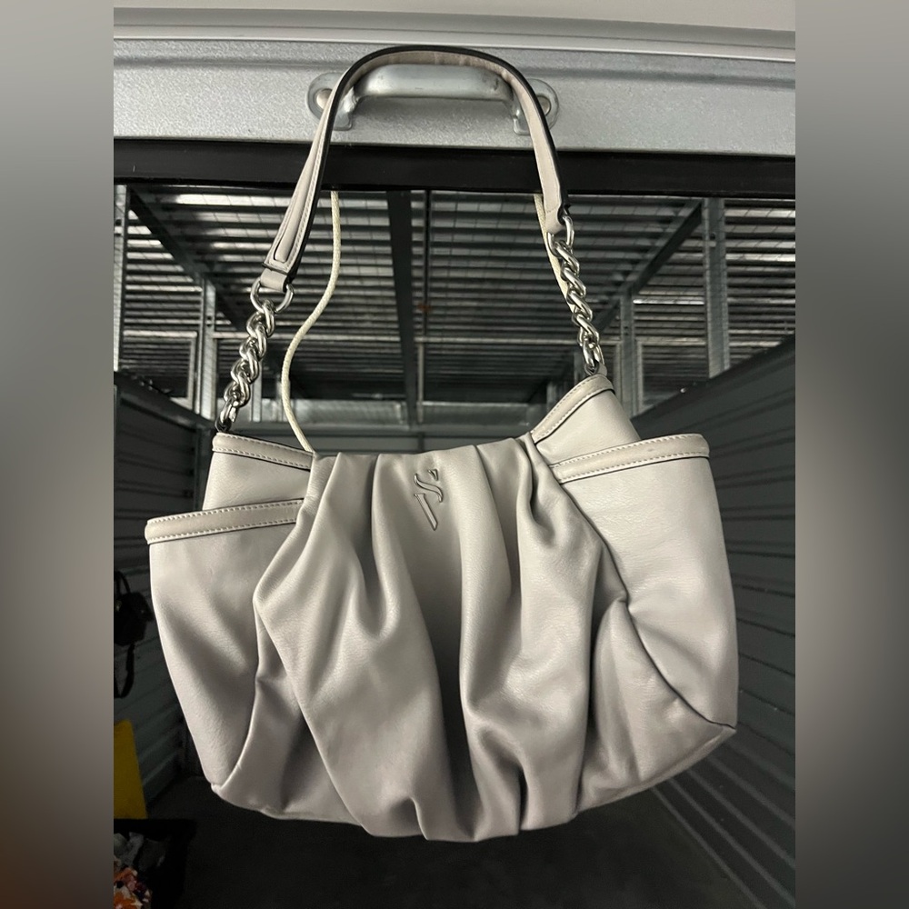 Simply Vera Vera Wang Light Gray Leather Shoulder Bag